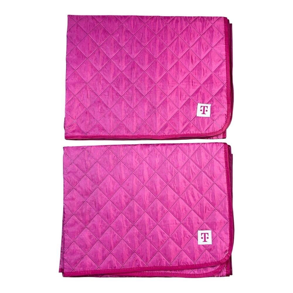 2 NEW T-Mobile Pink Outdoor Blanket "T" Logo Quilted Pattern Picnic Beach Summer